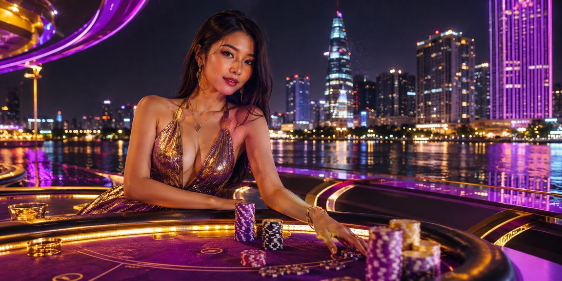 Không gian giải trí casino ánh đèn neon sôi động tại vùng đồng bằng sông Cửu Long