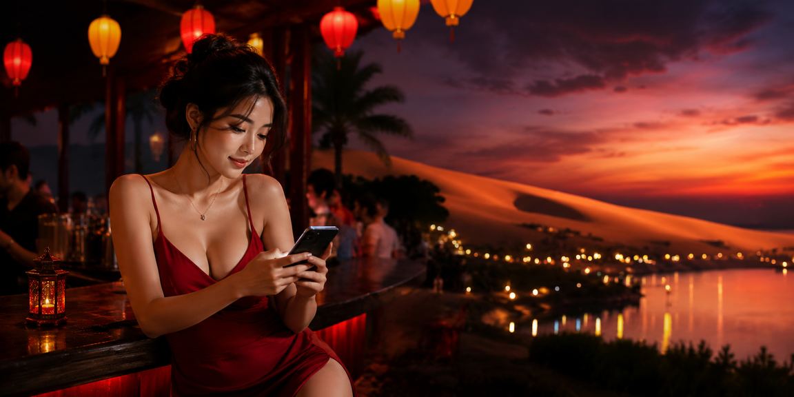 Người dùng trải nghiệm casino di động tại Mũi Né trong không khí lễ hội sôi động